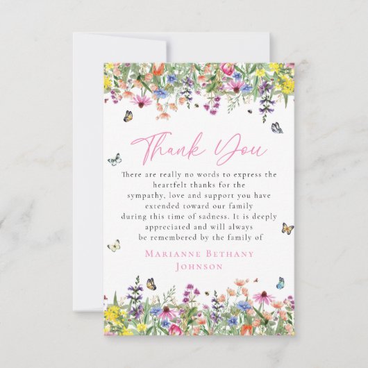 Bright Floral Memorial viering van het leven Bedankkaart (Voorkant)