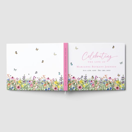Bright Floral Memorial viering van het leven Gastenboek (Volledig)