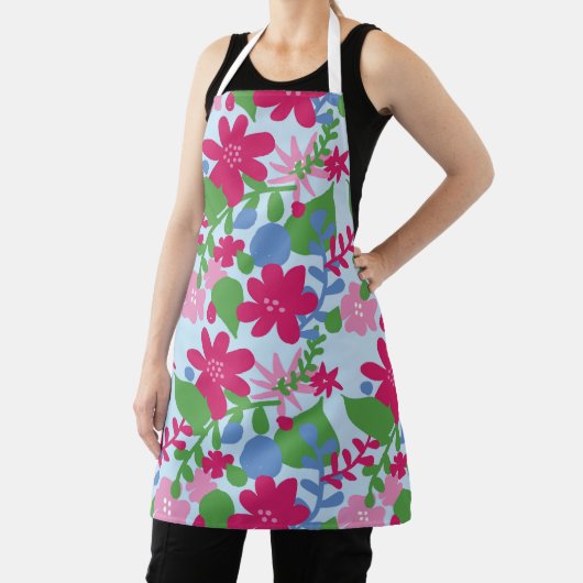 Bright Floral met lichte blauwe achtergrond Schort (Insitu)