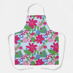Bright Floral met lichte blauwe achtergrond Schort