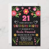 Bright Floral Mexican Fiesta Birthday Party Kaart (Voorkant)