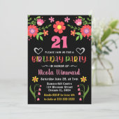 Bright Floral Mexican Fiesta Birthday Party Kaart (Staand voorkant)
