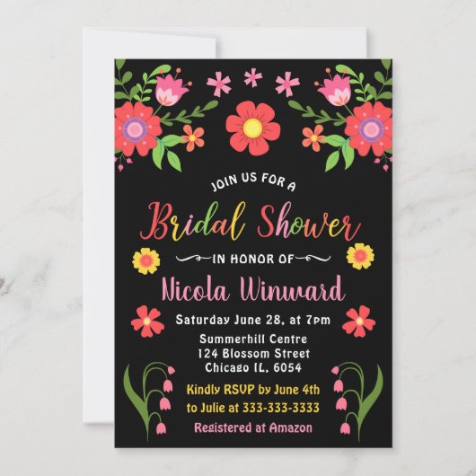 Bright Floral Mexican Fiesta Vrijgezellenfeest Kaart (Voorkant)