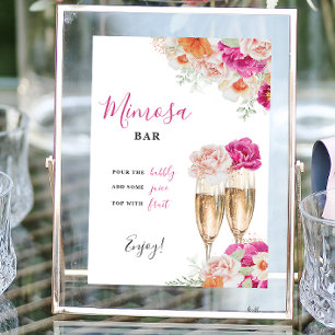 Bright Floral Mimosa Bar Vrijgezellenfeest Tafelbo Poster