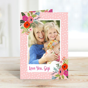 Bright Floral Moederdag Fotokaart voor oma Kaart