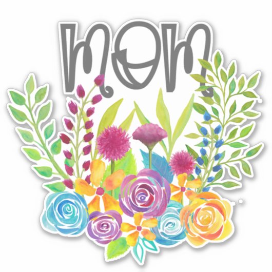 Bright Floral Moederdag Rozen Sticker (Voorkant)