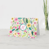 Bright Floral Monogram Bedankkaart (Voorkant)