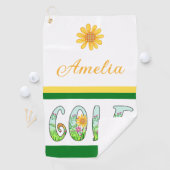 Bright Floral Monogram Golfhanddoek (Insitu)