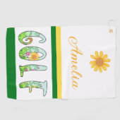 Bright Floral Monogram Golfhanddoek (Horizontaal)