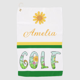 Bright Floral Monogram Golfhanddoek