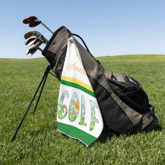 Bright Floral Monogram Golfhanddoek (Groen)