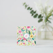 Bright Floral Monogram Informatiekaartje (Staand voorkant)