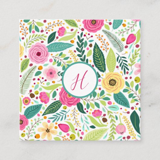 Bright Floral Monogram Informatiekaartje (Voorkant)