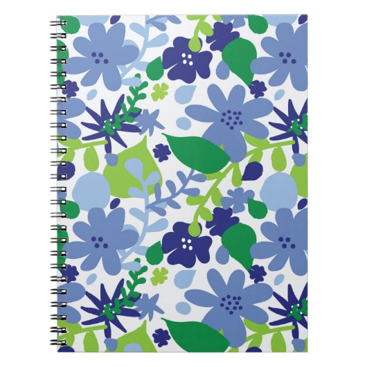 Bright Floral Multi Green en Blue Spiral Notitiebo Notitieboek (Voorkant)