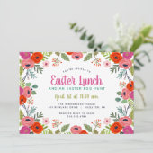 Bright Floral Pasen Lunch uitnodiging (Staand voorkant)