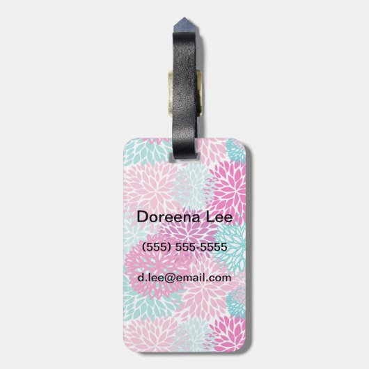 Bright Floral patroon 2 Bagagelabel (Achterkant verticaal)