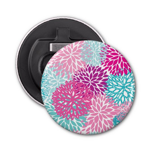 Bright Floral patroon 2 Button Flesopener (Voorkant)