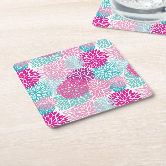 Bright Floral patroon 2 Kartonnen Onderzetters (Schuin)