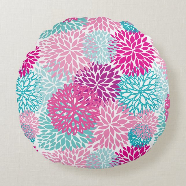 Bright Floral patroon 2 Rond Kussen (Voorkant)