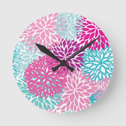 Bright Floral patroon 2 Ronde Klok (Voorkant)
