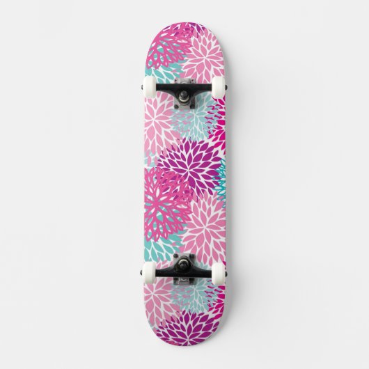 Bright Floral patroon 2 Skateboard (Voorkant)