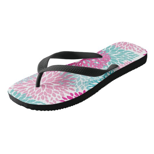 Bright Floral patroon 2 Teenslippers (Schuin)