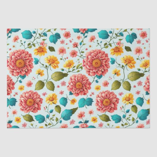 Bright Floral Patroon Tissuepapier (Voorkant)