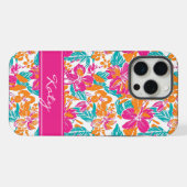 Bright Floral Pattern Phone Case (Name) iPhone Hoesje (Achterkant horizontaal)