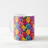 Bright floral pattern, watercolor roses koffiemok (Voorkant links)