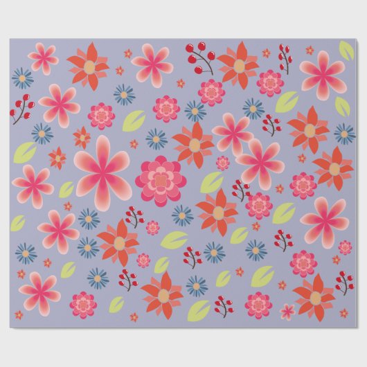 Bright Floral Pattern Wrapping Paper Sheets Cadeaupapier (Vlak)