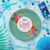 Bright Floral Personalized Graduation Party Papieren Bordje (Feest)