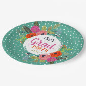 Bright Floral Personalized Graduation Party Papieren Bordje (Gekanteld)