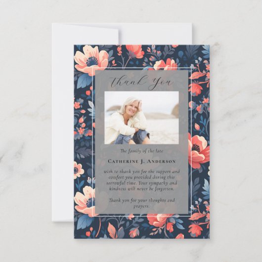 Bright Floral Photo Sympathy Begrafenismonument Bedankkaart (Voorkant)
