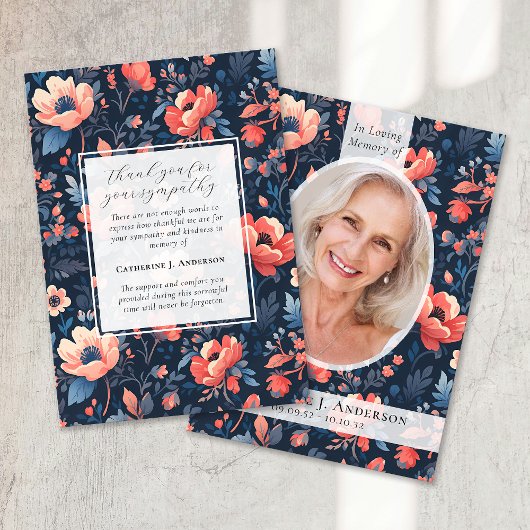 Bright Floral Photo Sympathy Begrafenismonument Bedankkaart