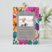 Bright Floral Photo Sympathy Begrafenismonument Bedankkaart (Staand voorkant)