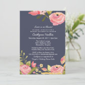 Bright Floral Pink & Navy Baby, Bruids of Verjaard Kaart (Staand voorkant)