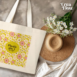 Bright Floral_Plastic is mijn stijl niet Grote Tote Bag