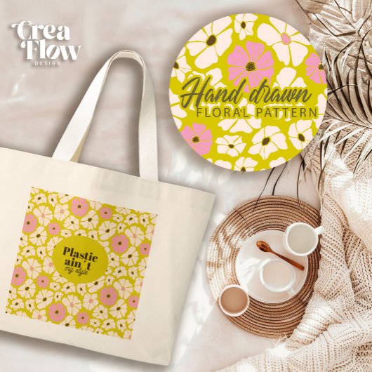 Bright Floral_Plastic is mijn stijl niet Grote Tote Bag