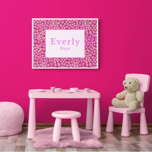 Bright Floral Poster Girl Room Custom Name