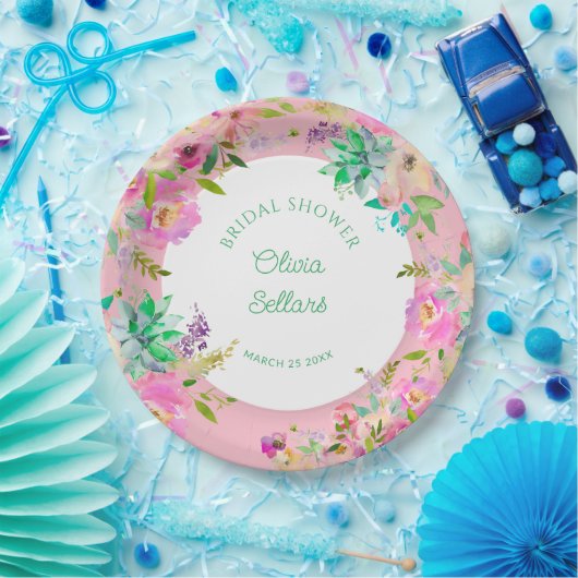 Bright Floral Profusion Vrijgezellenfeest Papieren Bordje (Feest)