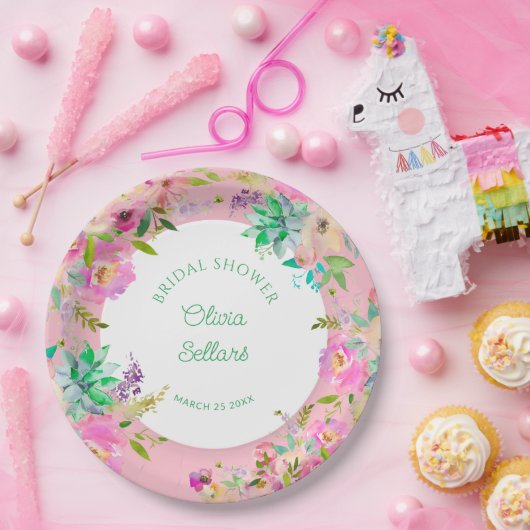 Bright Floral Profusion Vrijgezellenfeest Papieren Bordje (Feest)