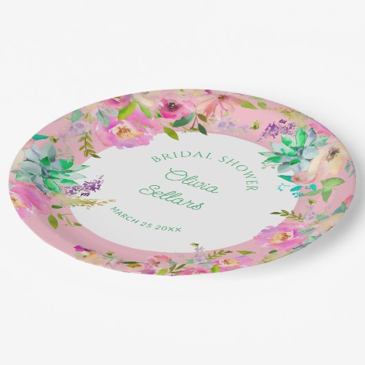 Bright Floral Profusion Vrijgezellenfeest Papieren Bordje (Gekanteld)