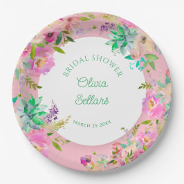 Bright Floral Profusion Vrijgezellenfeest Papieren Bordje