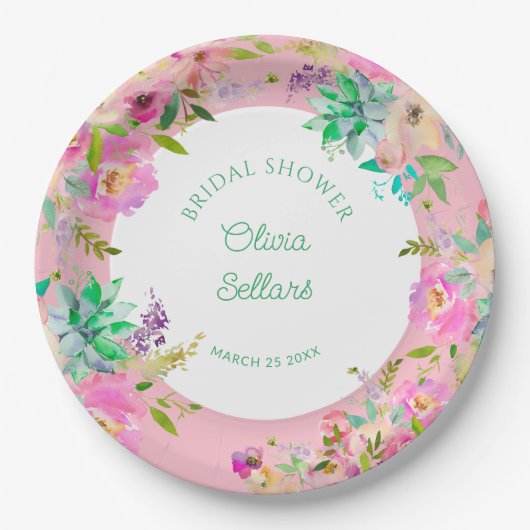 Bright Floral Profusion Vrijgezellenfeest Papieren Bordje (Voorkant)