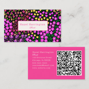 Bright Floral QR Code Visitekaartje scanbaar