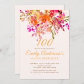 Bright Floral Romantic 100e verjaardag Kaart (Voorkant / Achterkant)