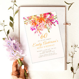 Bright Floral Romantic 60e verjaardag Kaart