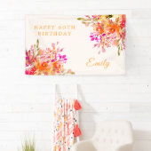 Bright Floral Romantic 60e verjaardag Spandoek (Insitu)