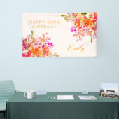 Bright Floral Romantic 60e verjaardag Spandoek (Beurs)