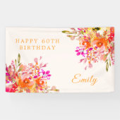 Bright Floral Romantic 60e verjaardag Spandoek (Horizontaal)